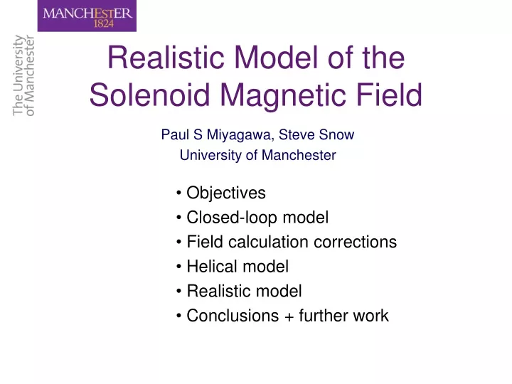 realistic model of the solenoid magnetic field