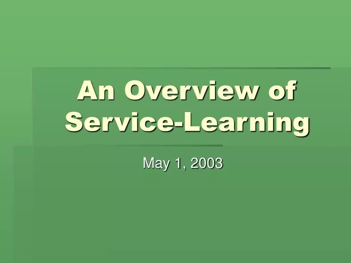 an overview of service learning