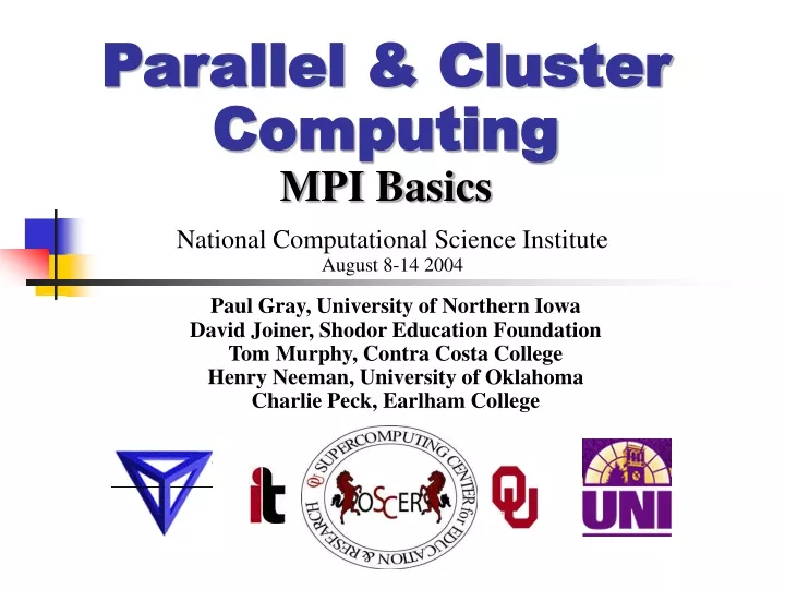 parallel cluster computing mpi basics