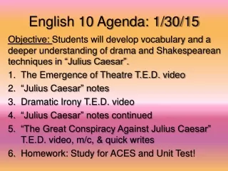 English 10 Agenda: 1/30/15