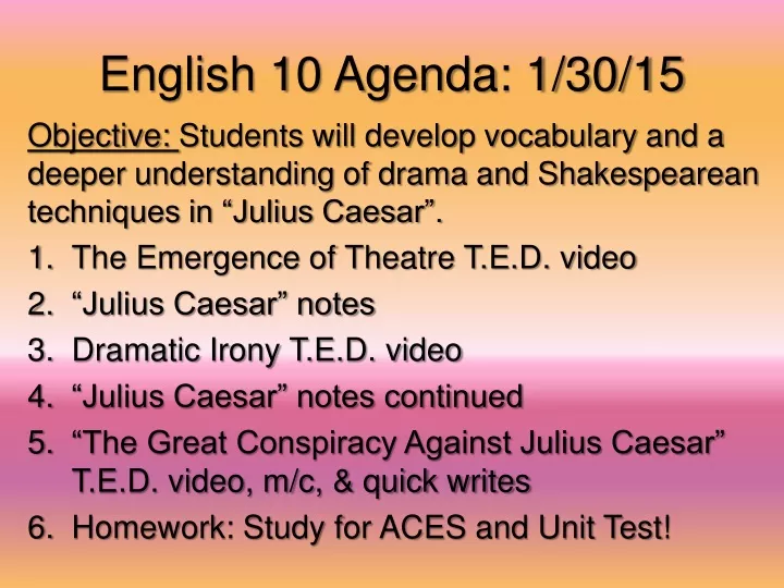 english 10 agenda 1 30 15