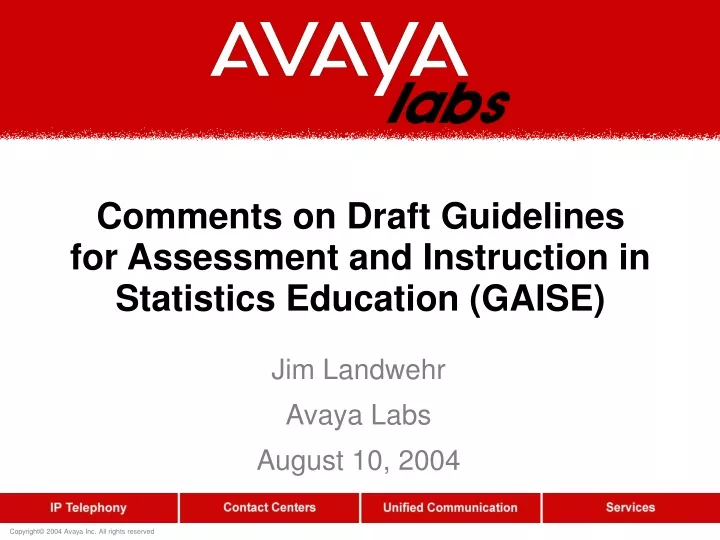 comments on draft guidelines for assessment and instruction in statistics education gaise