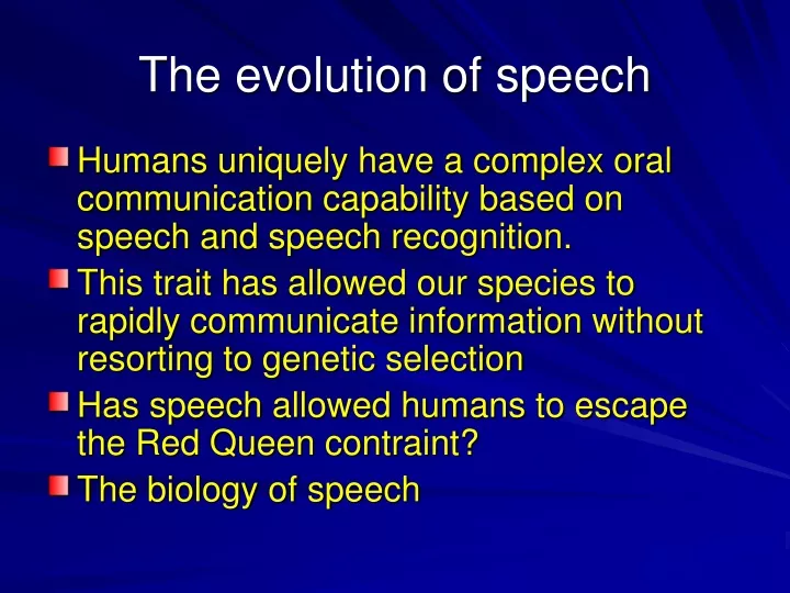 the evolution of speech