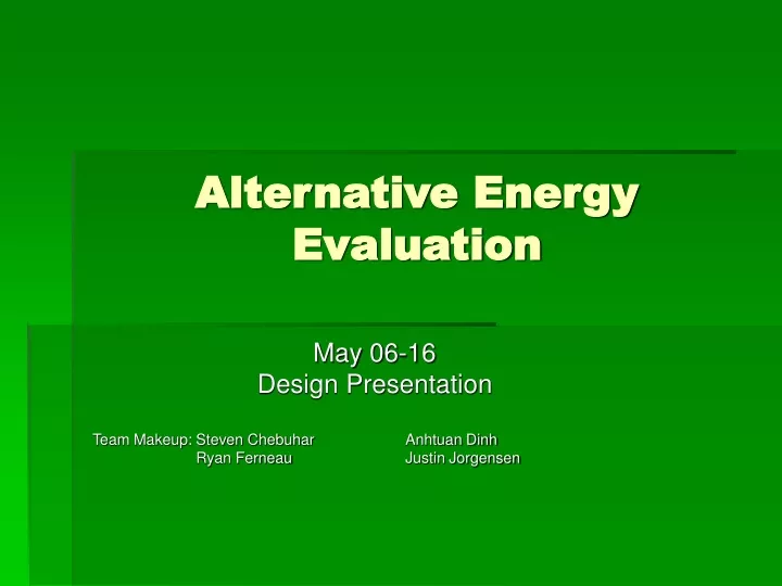 alternative energy evaluation