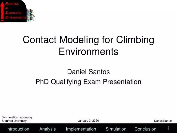 contact modeling for climbing environments