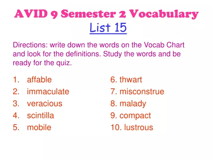 avid 9 semester 2 vocabulary list 15