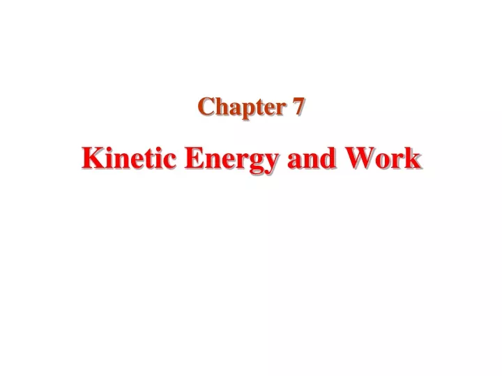 kinetic energy and work