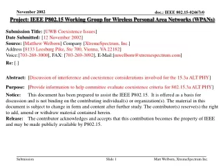 Project: IEEE P802.15 Working Group for Wireless Personal Area Networks (WPANs)