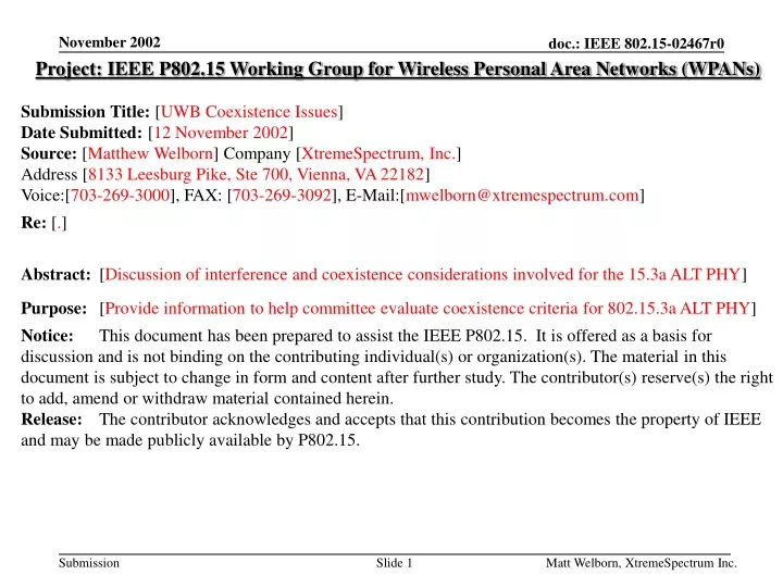 project ieee p802 15 working group for wireless