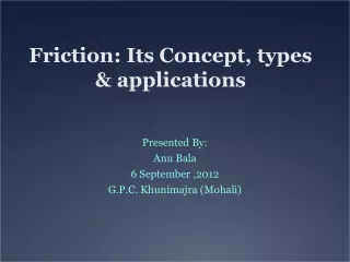 Friction: Its Concept, types &amp; applications