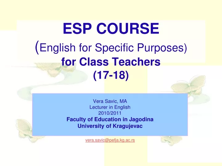 esp course english for specific purposes for class teachers 17 18