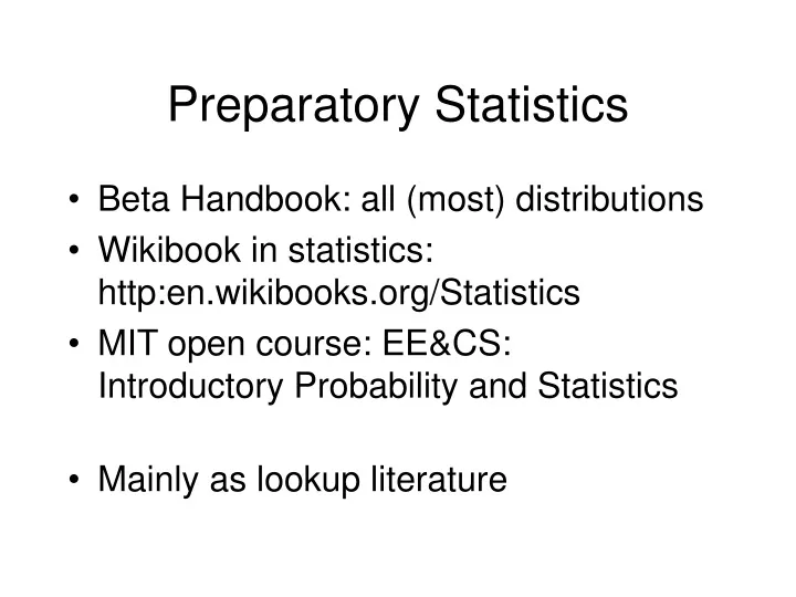 preparatory statistics