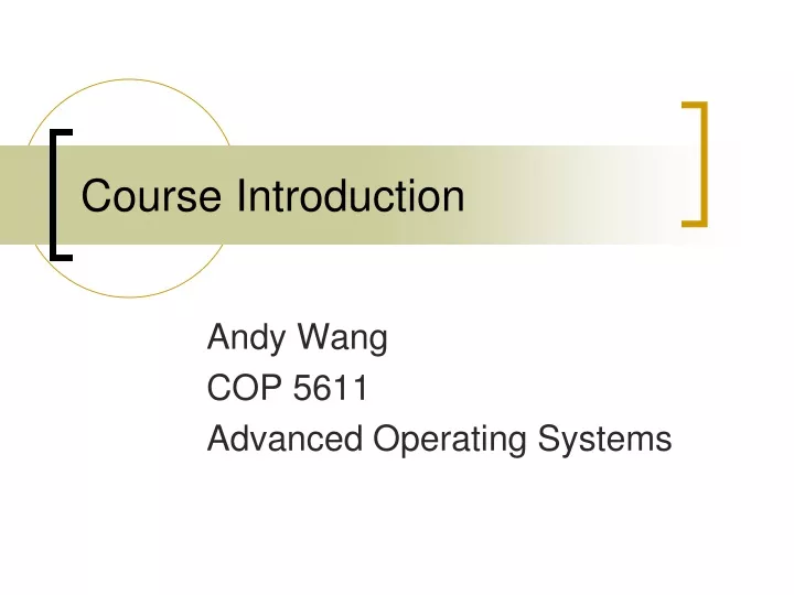 course introduction