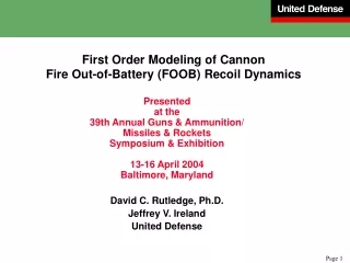 First Order Modeling of Cannon Fire Out-of-Battery (FOOB) Recoil Dynamics