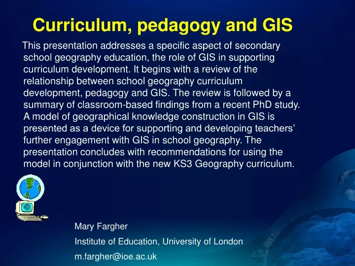 curriculum pedagogy and gis