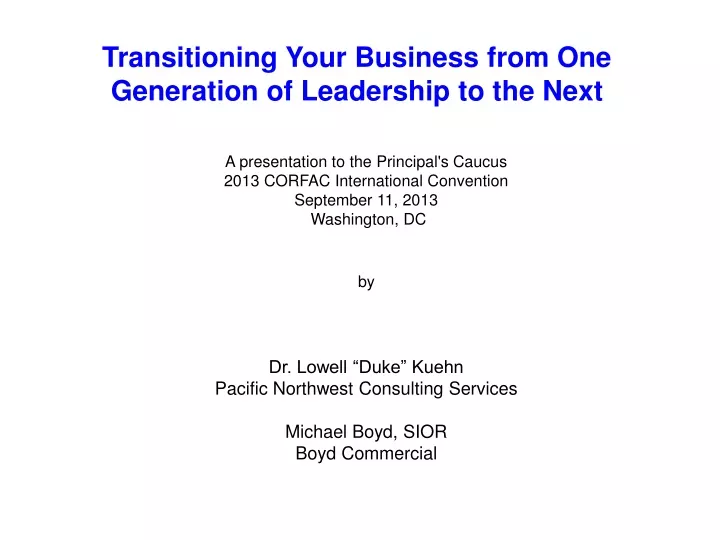 transitioning your business from one generation