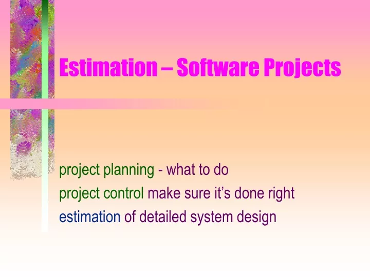 estimation software projects