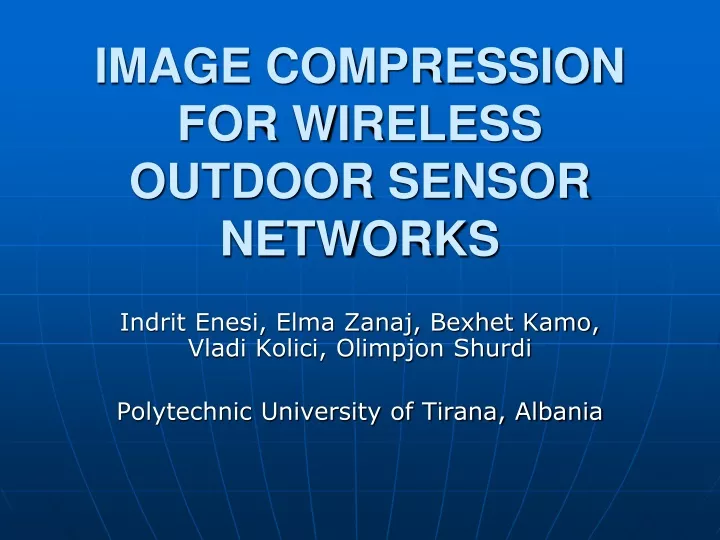 image compression for wireless outdoor sensor networks