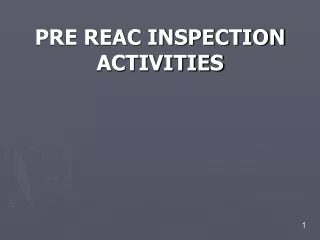 PRE REAC INSPECTION ACTIVITIES