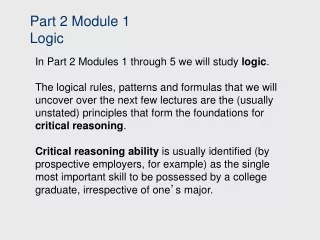 Part 2 Module 1 Logic