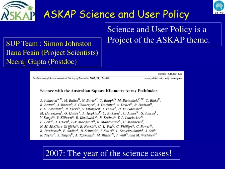 askap science and user policy