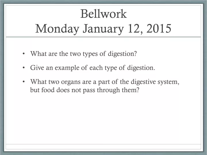 bellwork monday january 12 2015