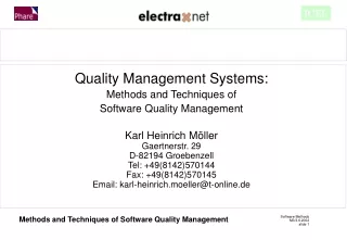Quality Management Systems: Methods and Techniques of  Software Quality Management