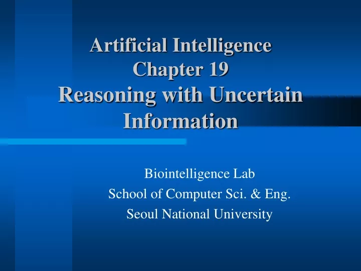 artificial intelligence chapter 19 reasoning with uncertain information