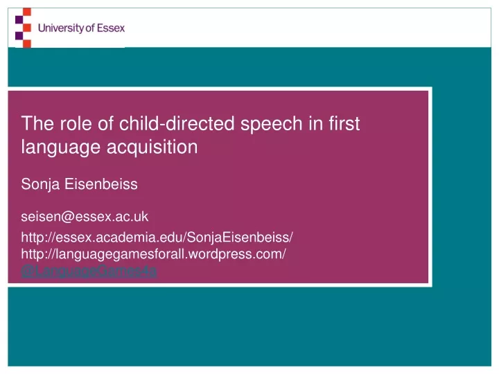 the role of child directed speech in first