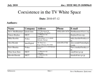 Coexistence in the TV White Space