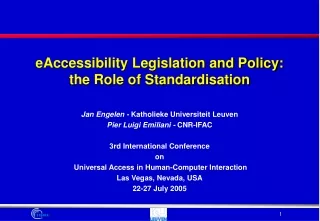 eAccessibility Legislation and Policy: the Role of Standardisation