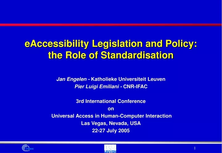 eaccessibility legislation and policy the role of standardisation