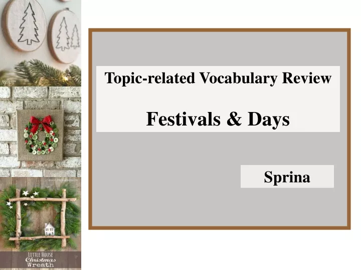 topic related vocabulary review festivals days