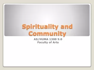 Spirituality and Community