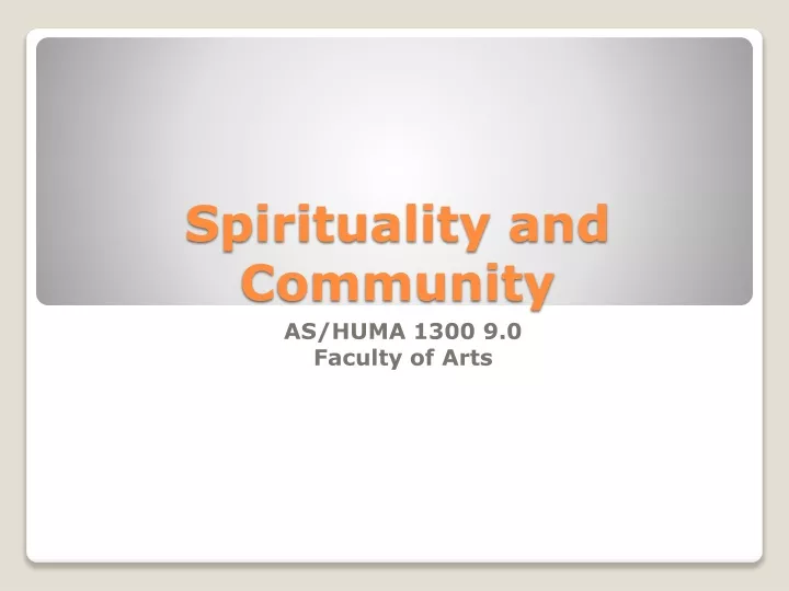 spirituality and community