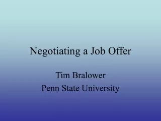Negotiating a Job Offer