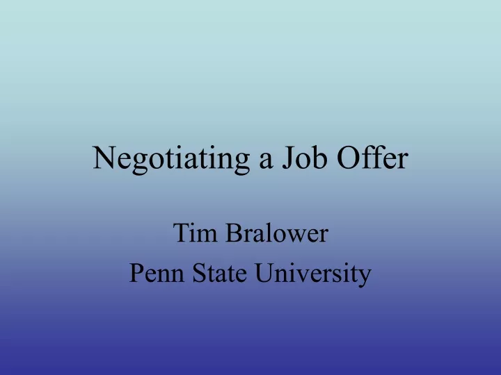 negotiating a job offer