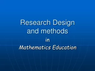 Research Design  and methods