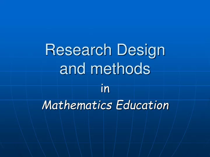research design and methods