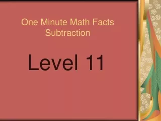 One Minute Math Facts Subtraction