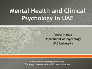 Mental Health and Clinical Psychology in UAE