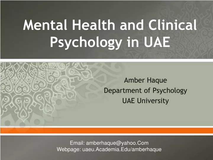 mental health and clinical psychology in uae