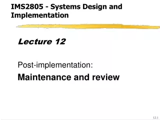 IMS2805 - Systems Design and Implementation