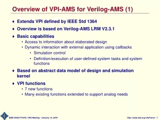 Overview of VPI-AMS for Verilog-AMS (1)