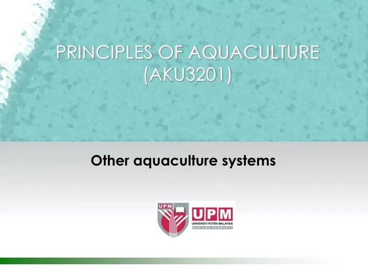 principles of aquaculture aku3201