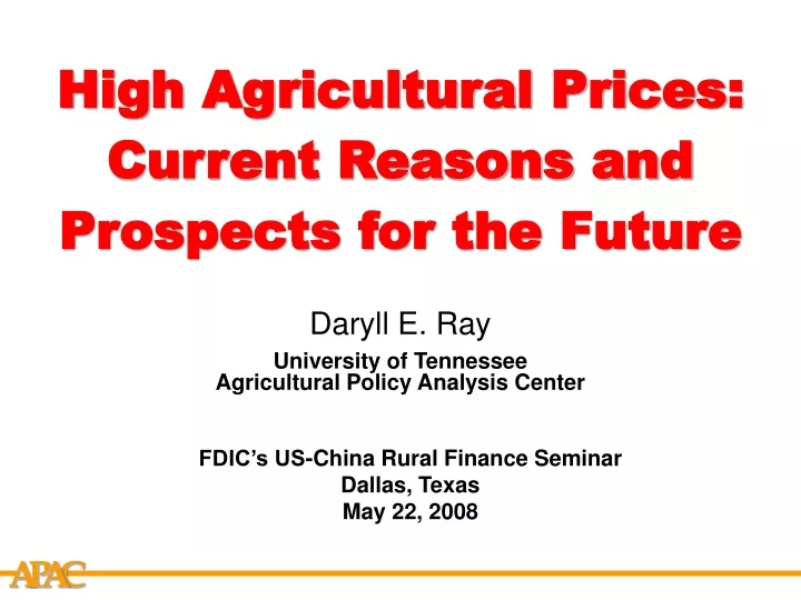 high agricultural prices current reasons