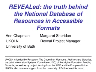 REVEALed: the truth behind the National Database of Resources in Accessible Formats