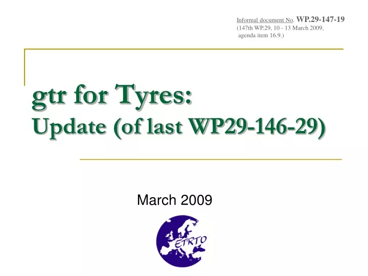 gtr for tyres update of last wp29 146 29