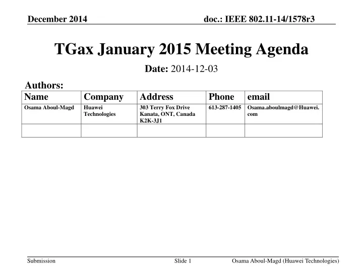 tgax january 2015 meeting agenda