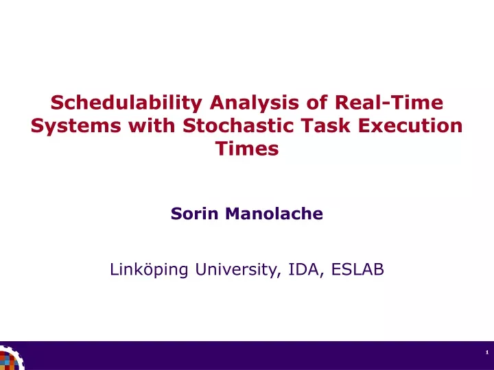 schedulability analysis of real time systems with